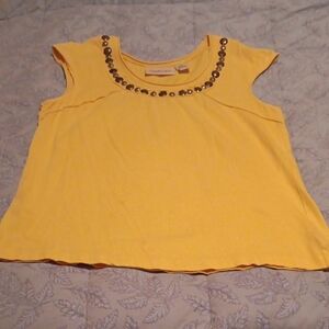 Chadwicks Gold/Yellow Scoop Neck Tank Top with Metallic Stud Detail Size L